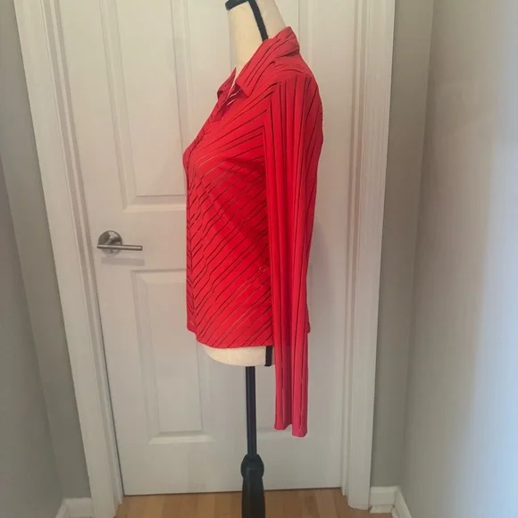 Guess Red Striped Button Down Shirt L. NWT - Picture 5 of 9